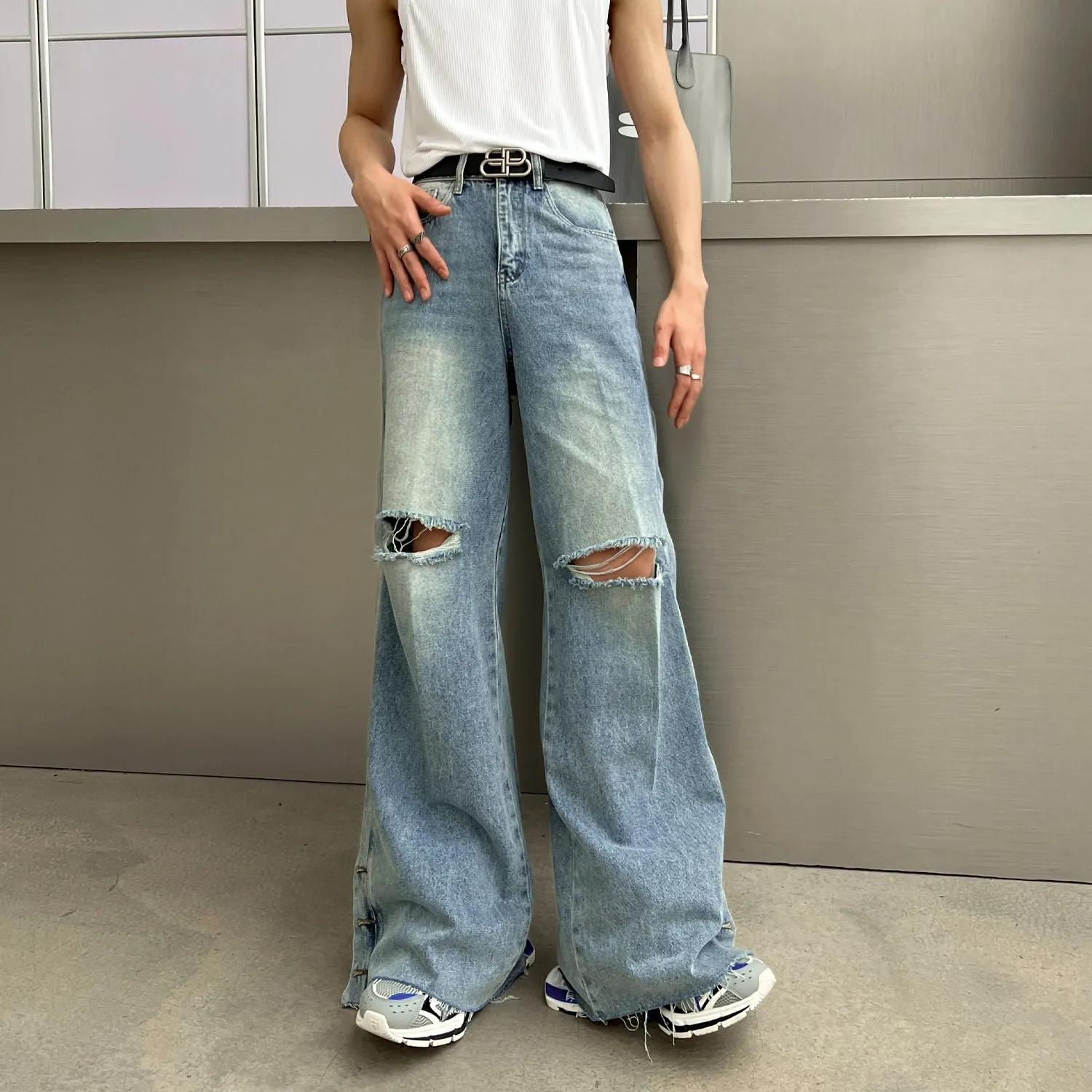 【24s Aug.】High Street Vibe Retro Ripped Oversize Jeans