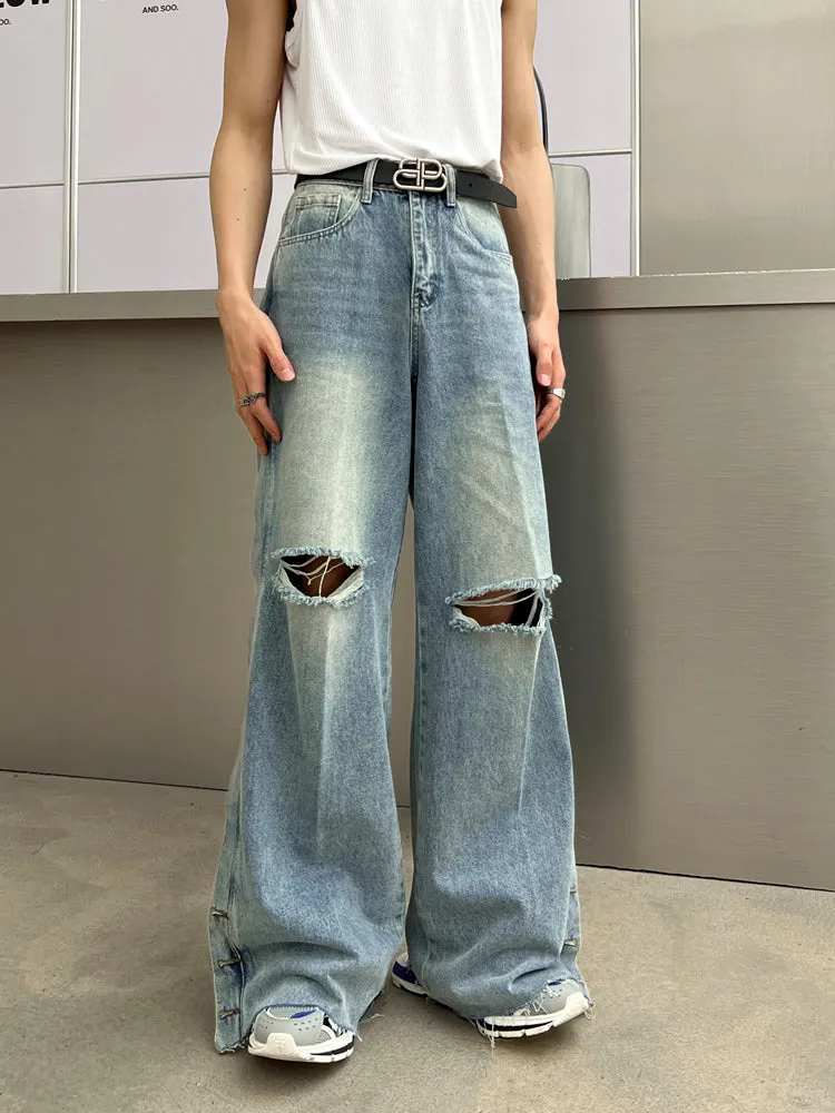 【24s Aug.】High Street Vibe Retro Ripped Oversize Jeans