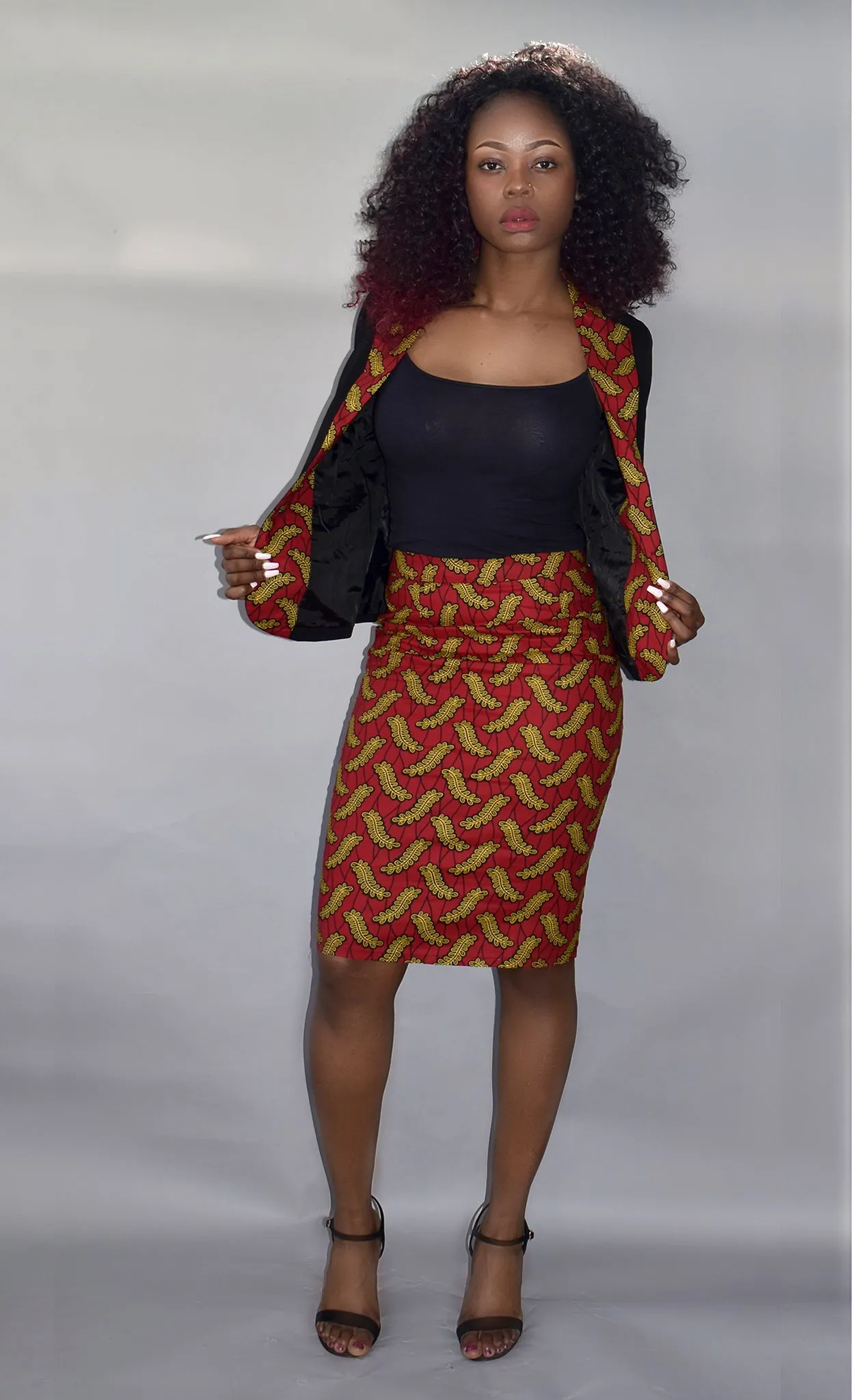 African Print Pencil Skirt and Blazer - Esinu