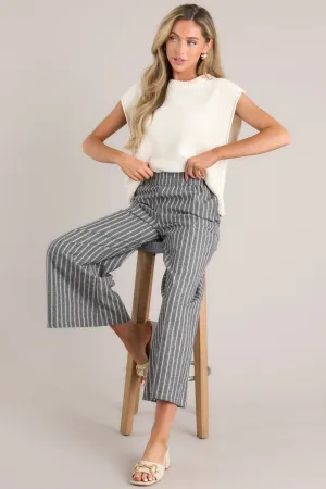 All I Needed 100% Cotton Charcoal Stripe Pants