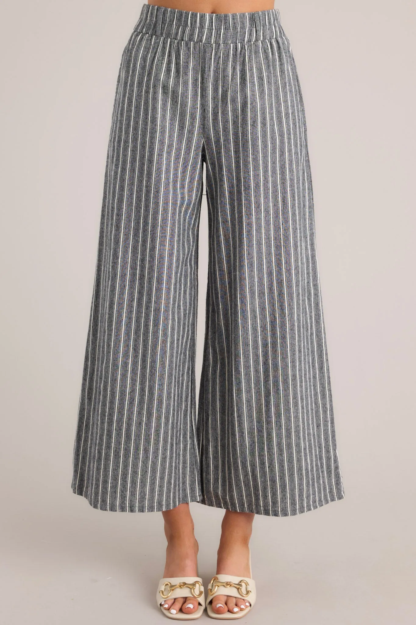 All I Needed 100% Cotton Charcoal Stripe Pants