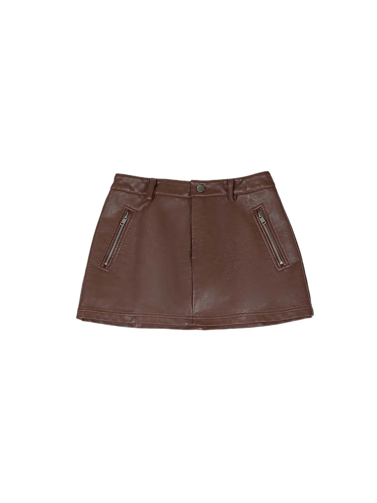 ASOBIO Mid-Low Vintage PU Textured Mini Skirt