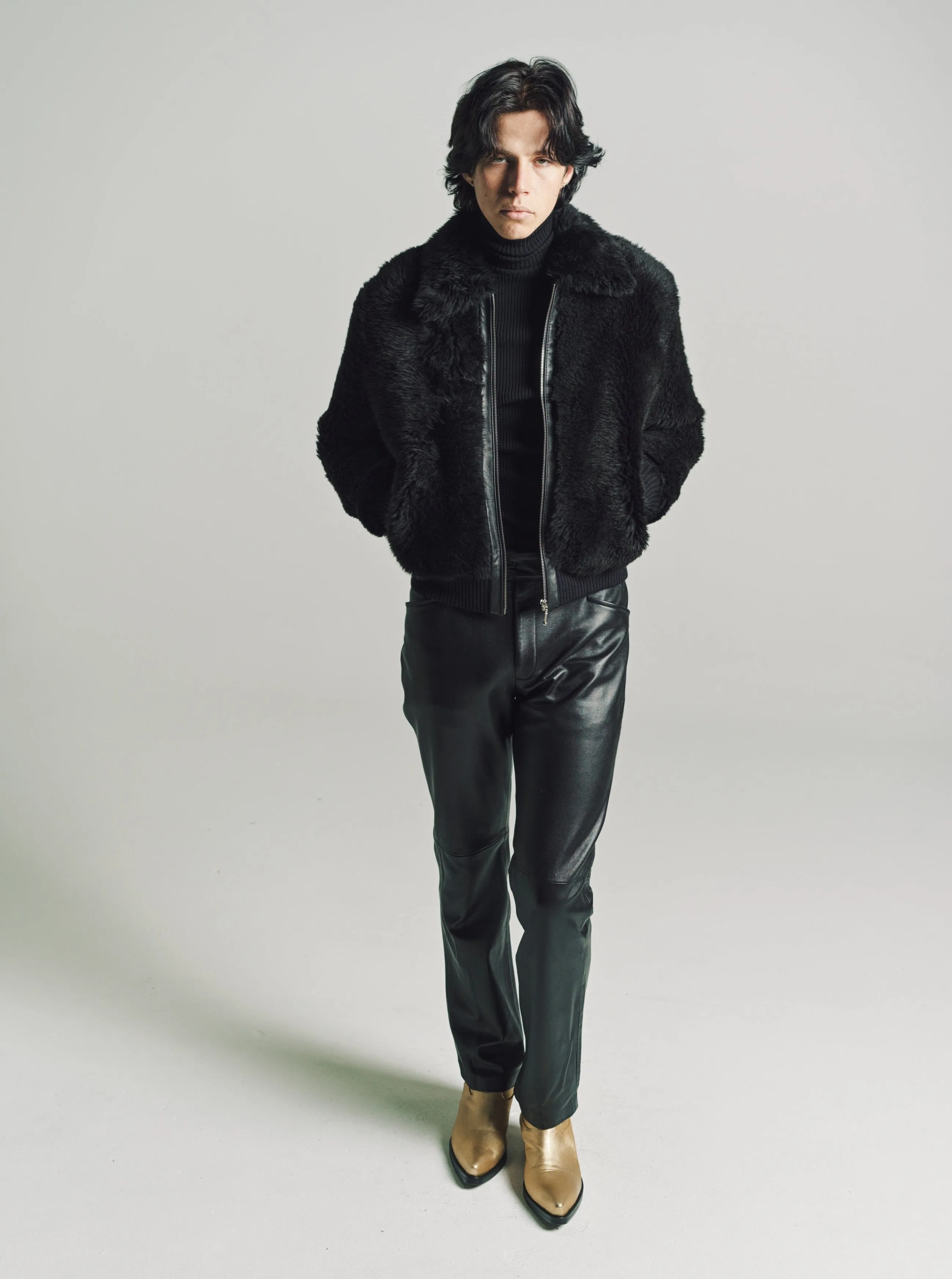 Black Lamb Leather Straight Fit Trousers