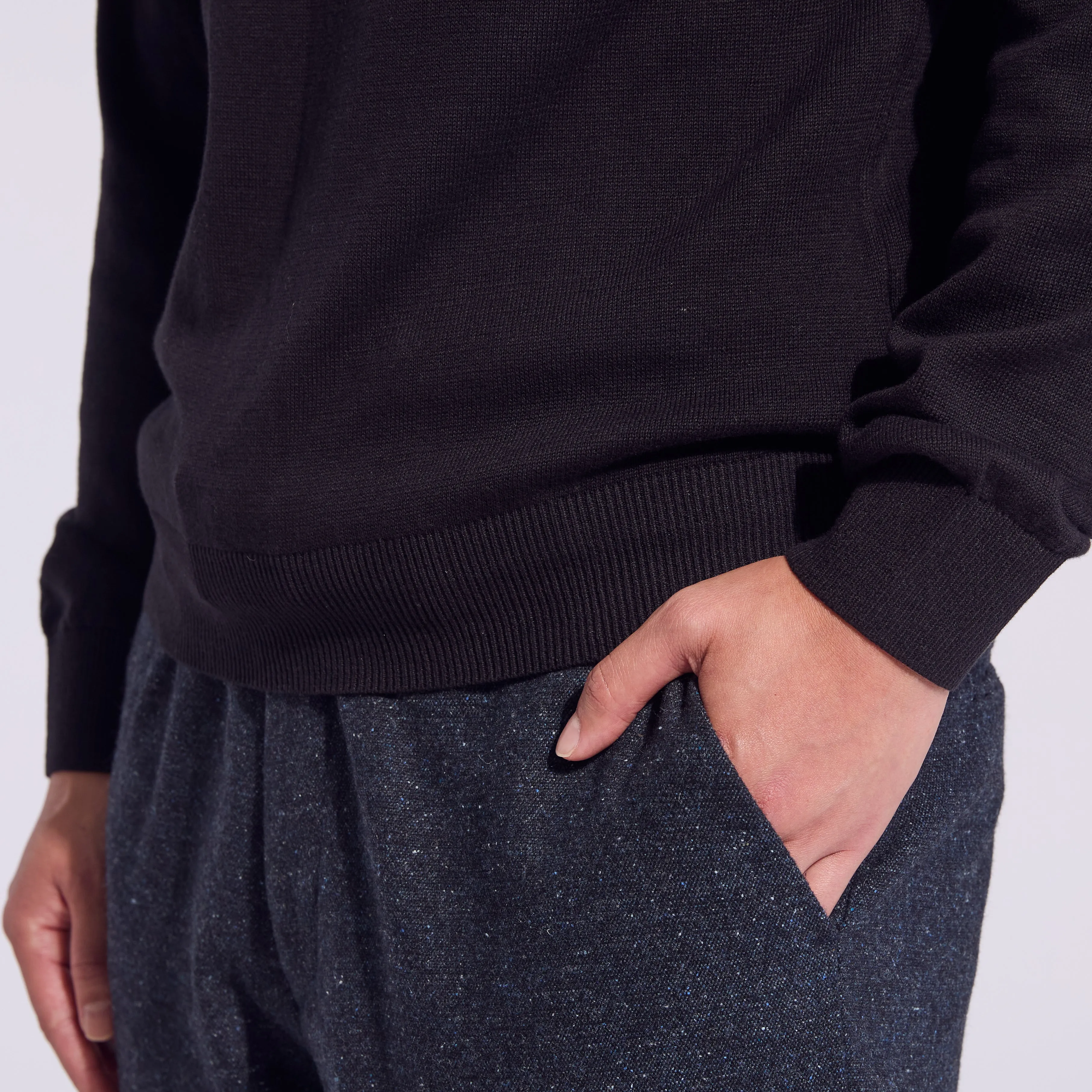 Black Long Sleeve Polo Sweater