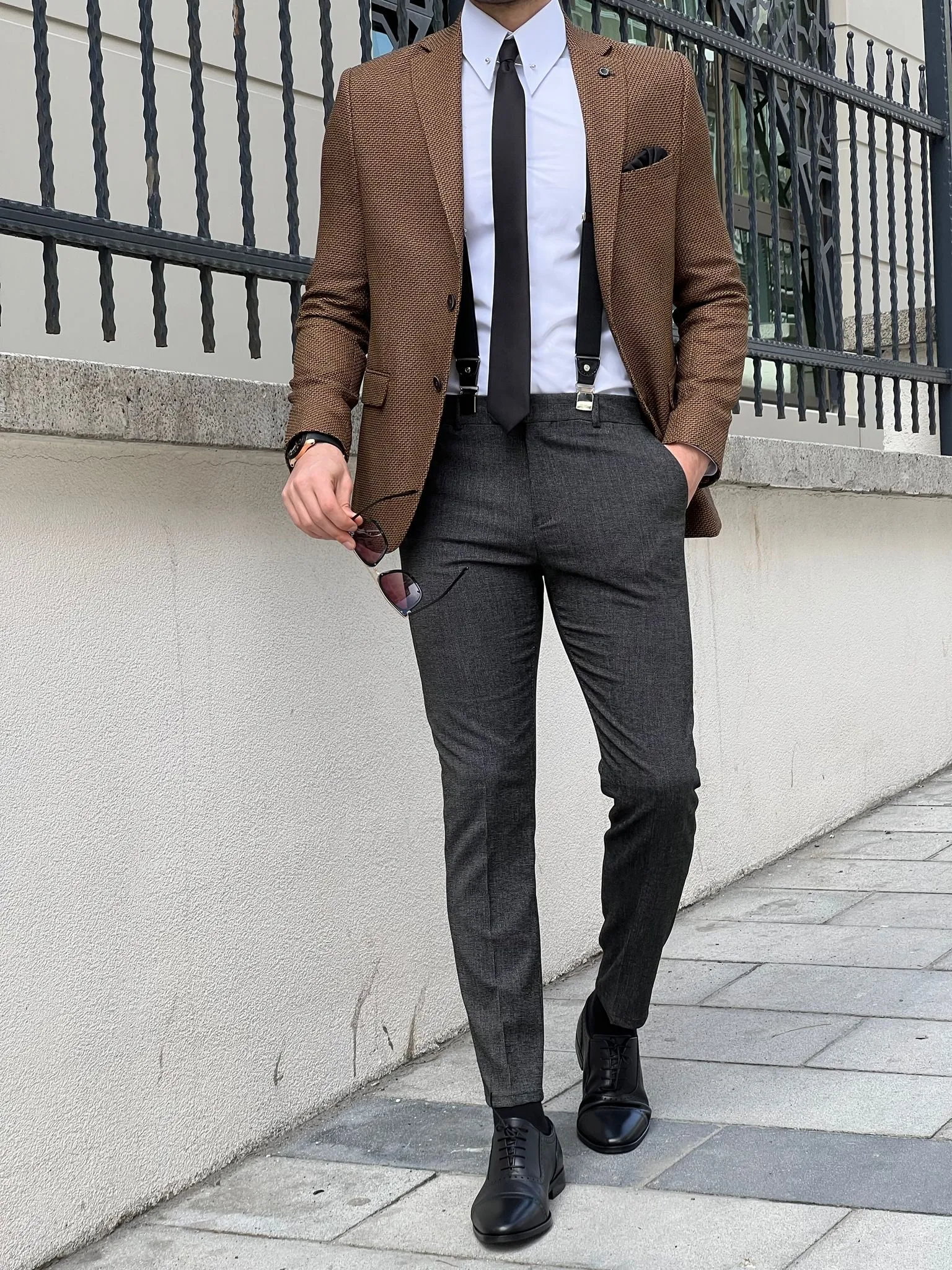 Bojoni Montebello Slim Fit High Quality Knitted Camel Blazer