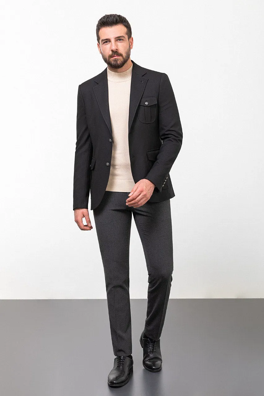 Bojoni Torretta Slim Fit Black Blazer