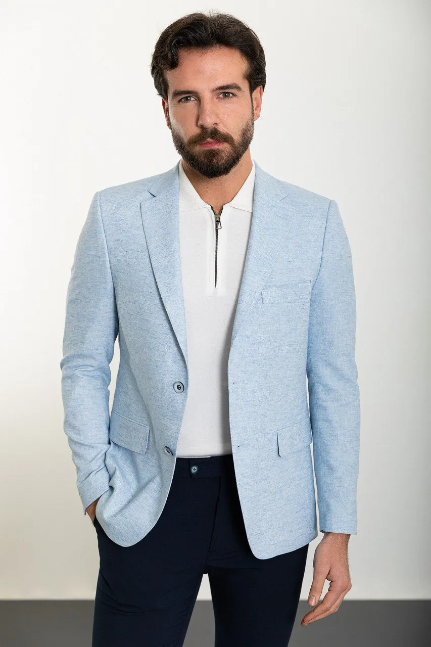 Bojoni Torretta Slim Fit Ice Blue Blazer