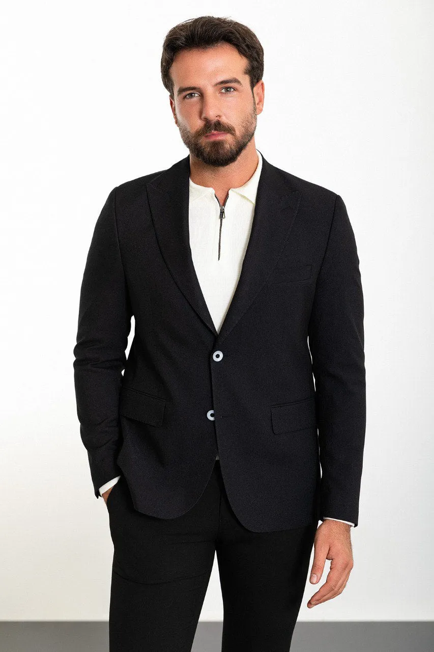 Bojoni Torretta Slim Fit Navy Black Blazer