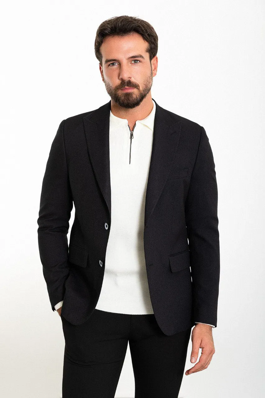 Bojoni Torretta Slim Fit Navy Black Blazer