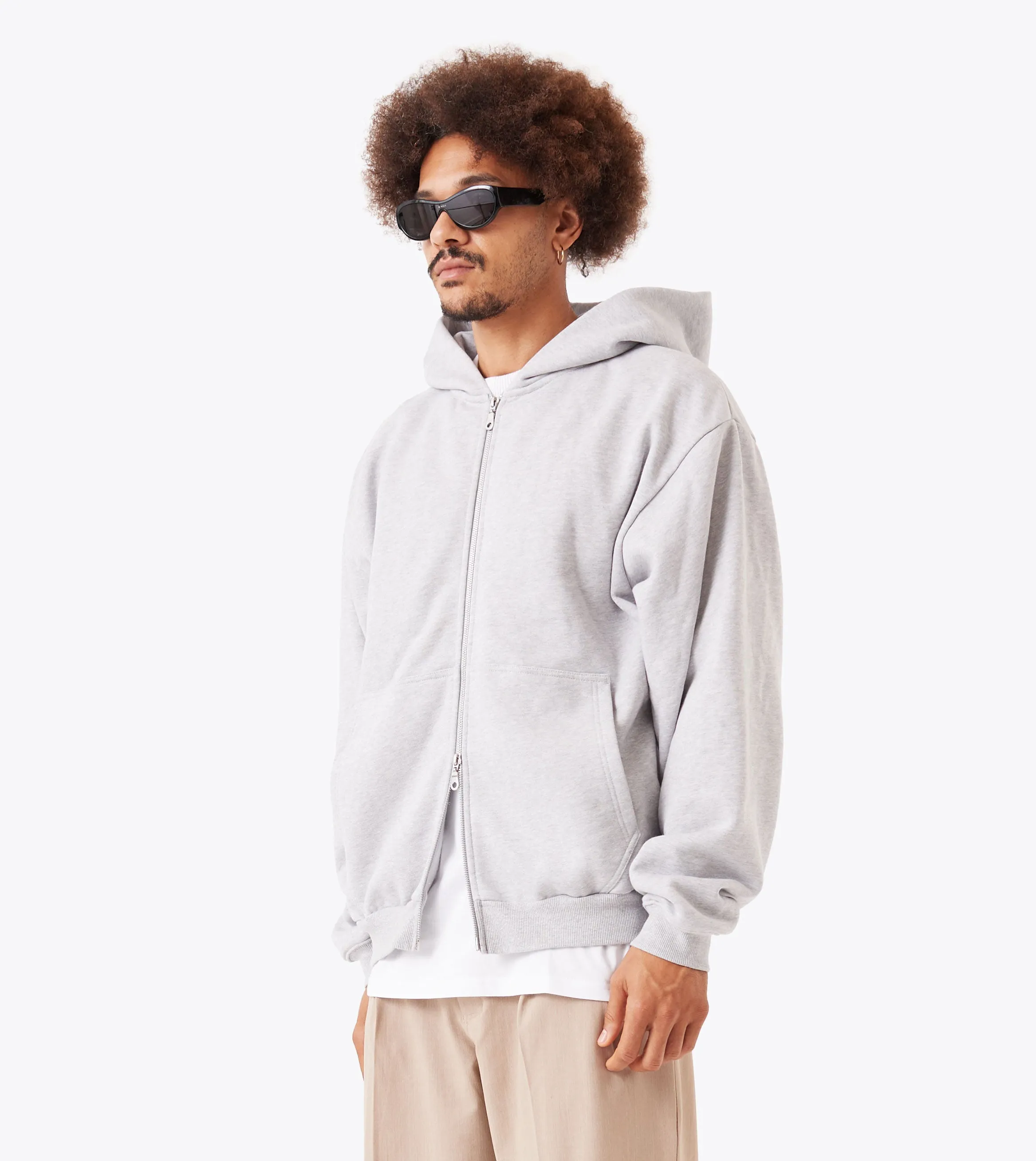 Box Zip Hood Grey Marle