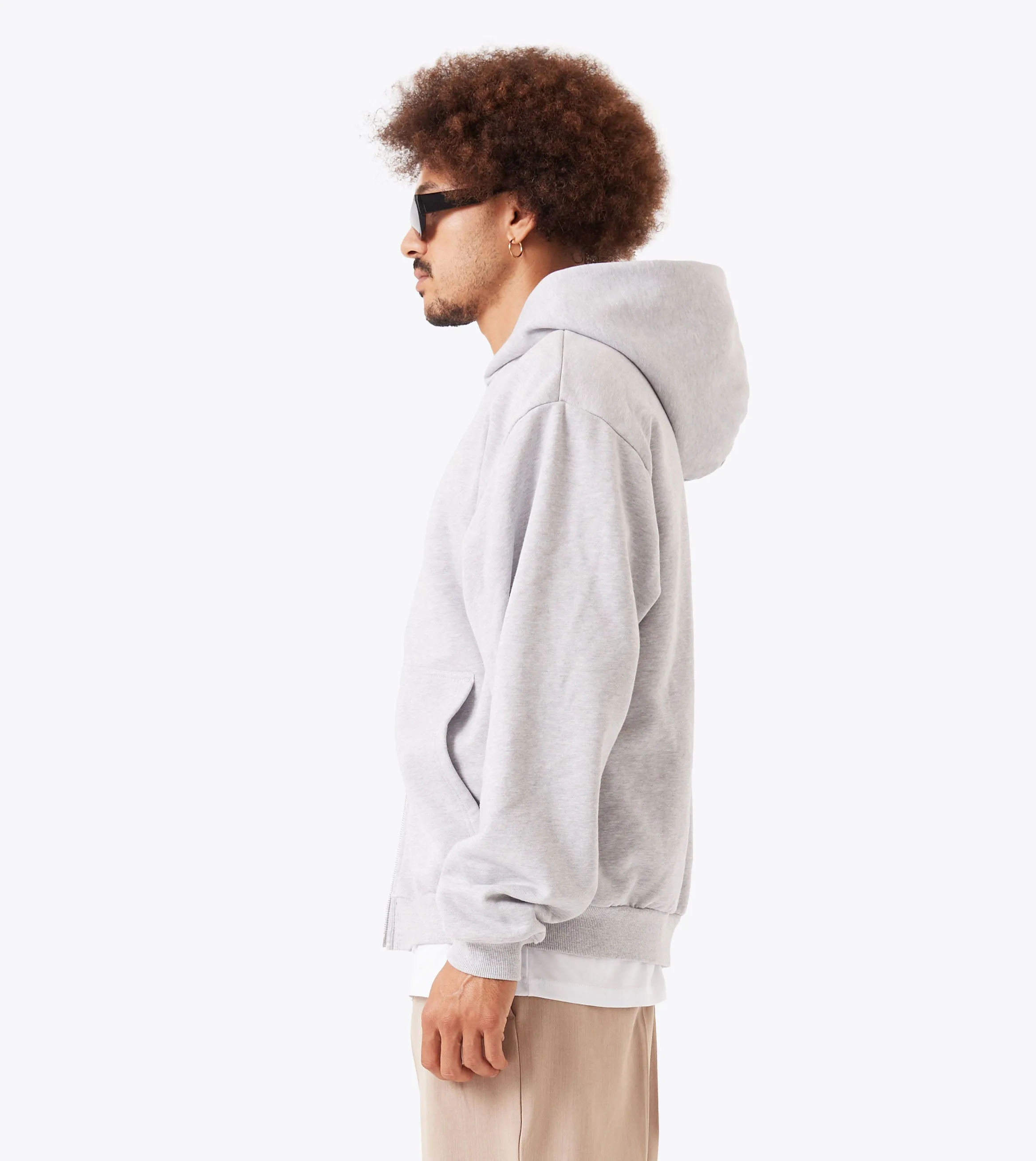 Box Zip Hood Grey Marle