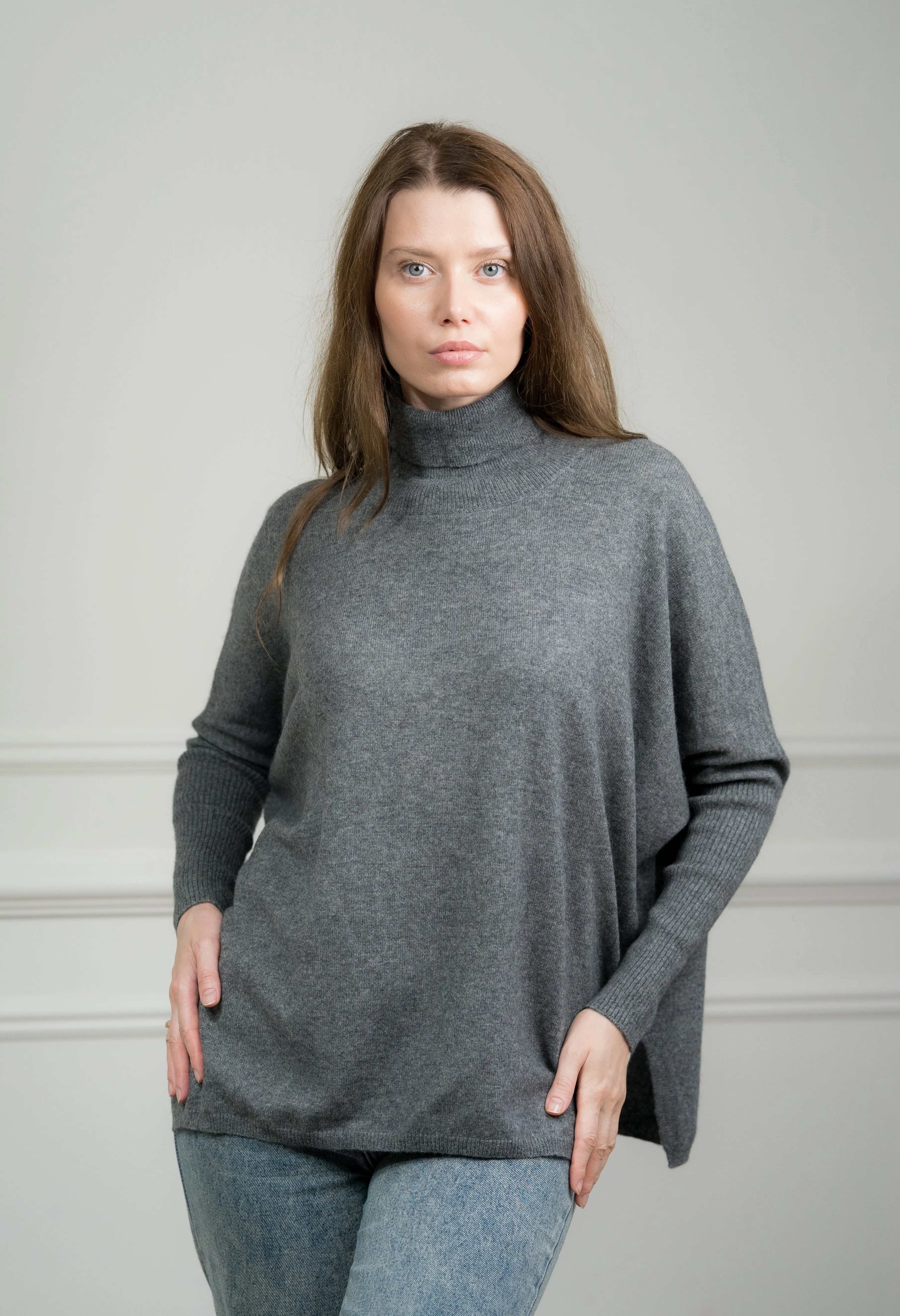 Charcoal Cashmere Boxy Sweater