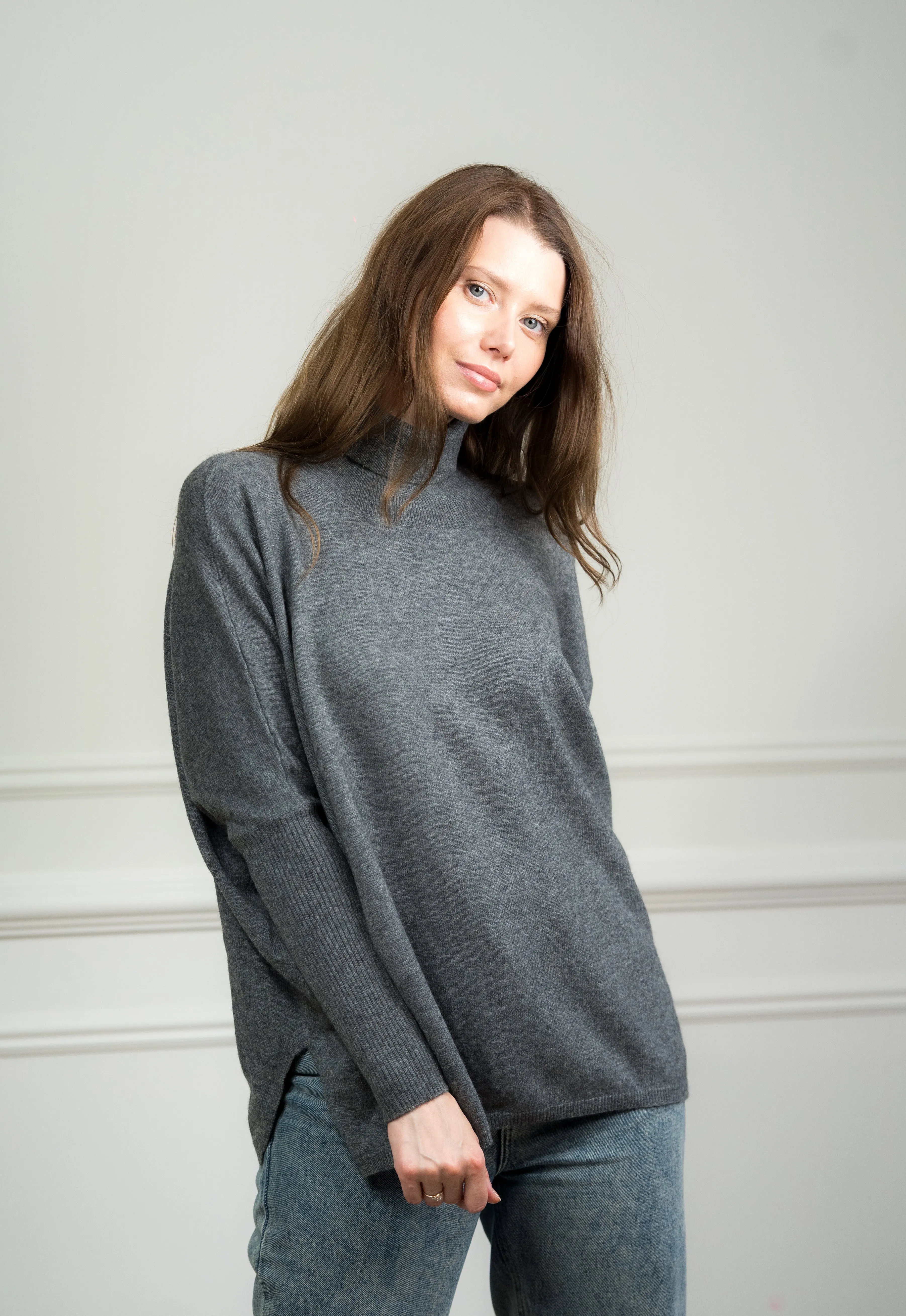 Charcoal Cashmere Boxy Sweater