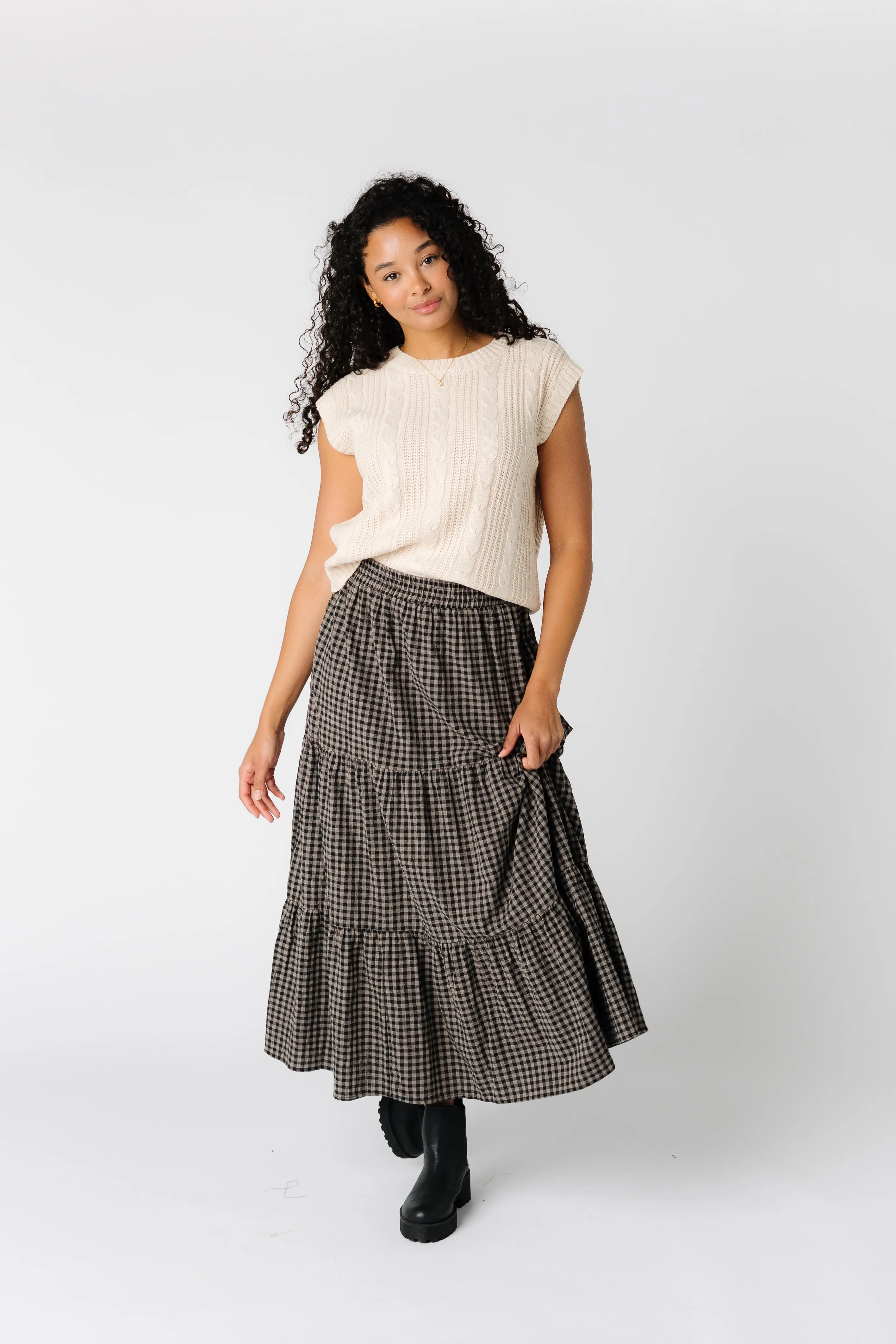 Etta Gingham Tiered Skirt