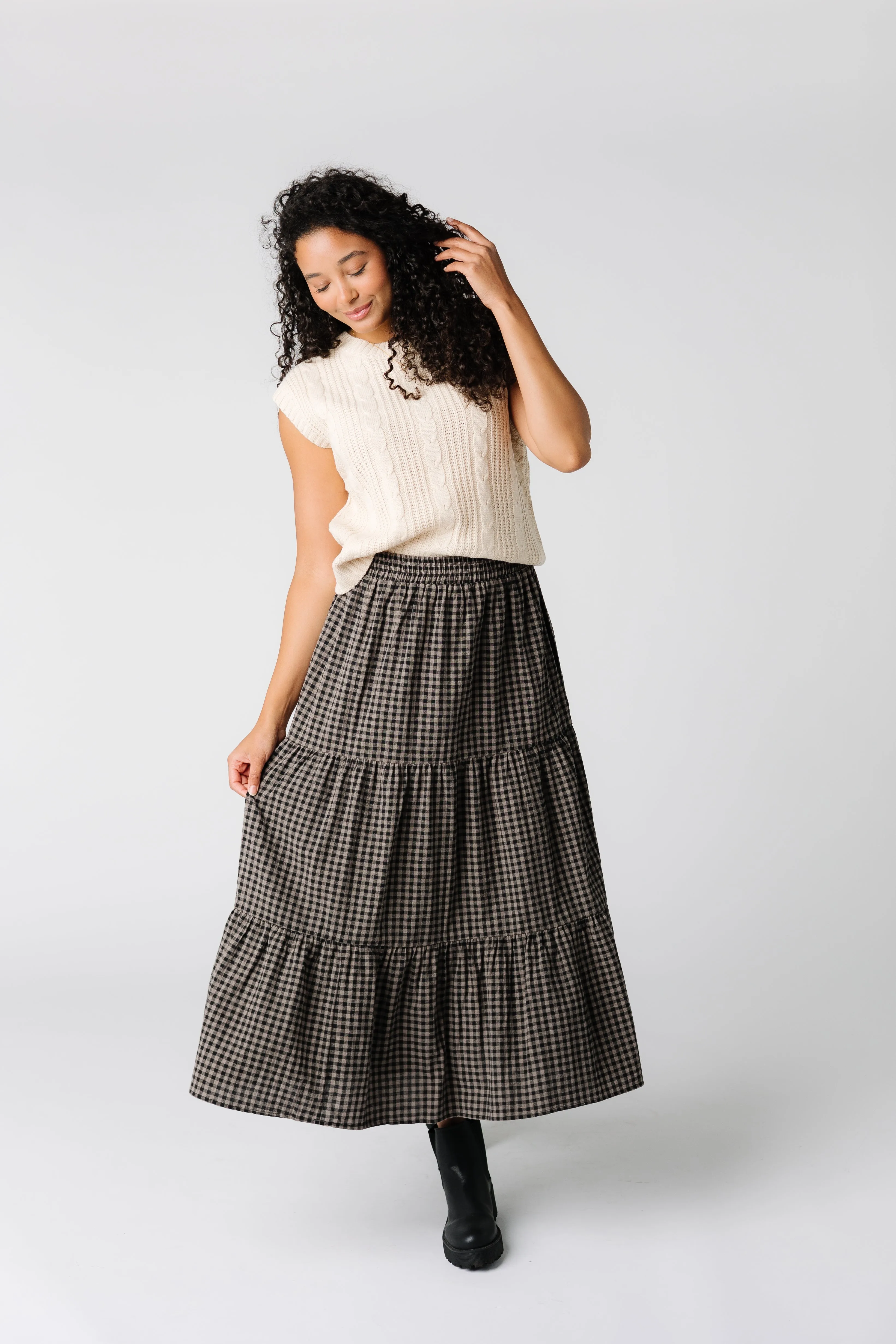 Etta Gingham Tiered Skirt