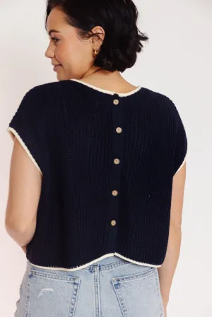 Finbar Sweater in Navy/Ivory