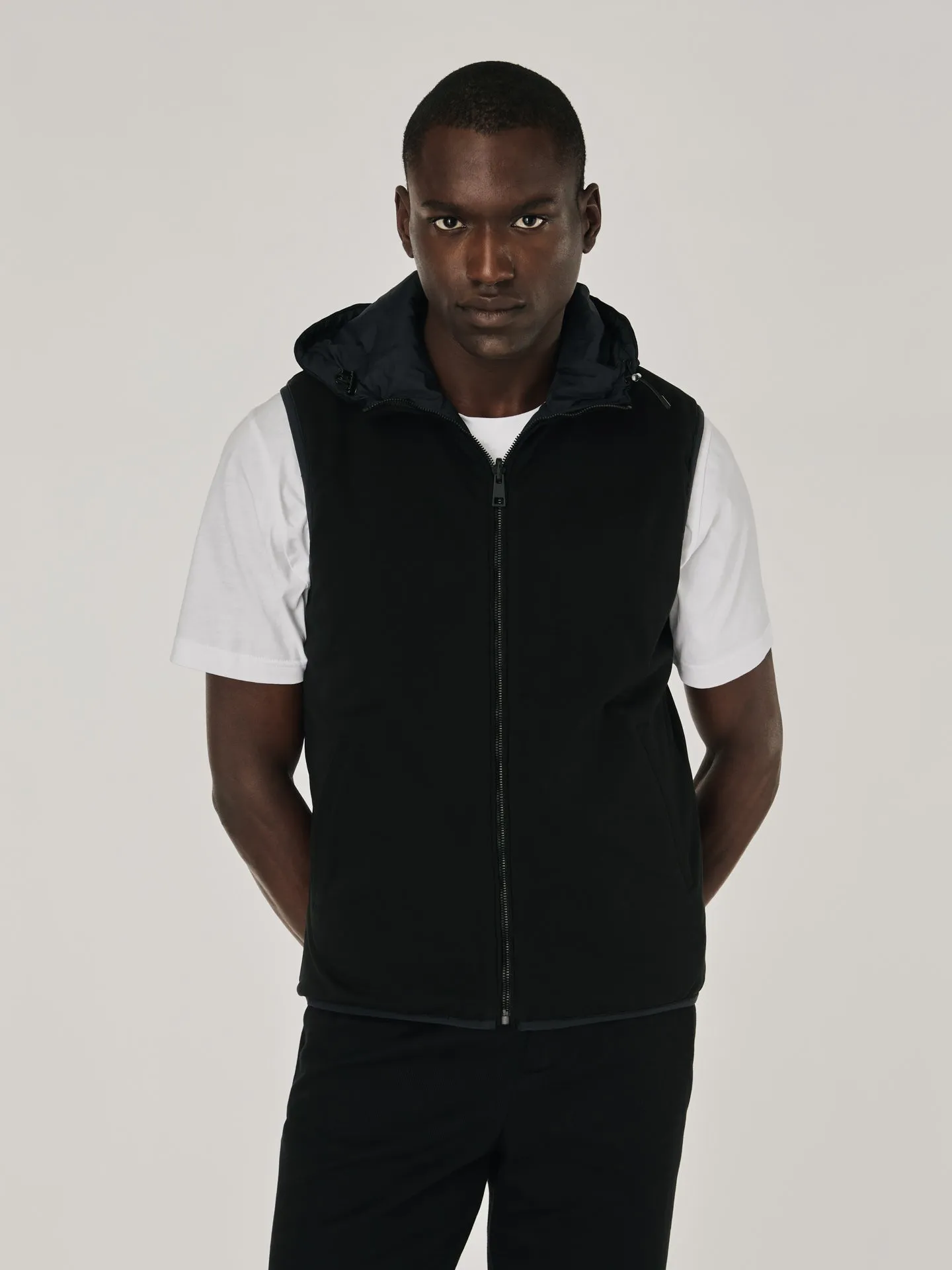 GCL Essentials Men's Reversible Gilet with Hood - Black