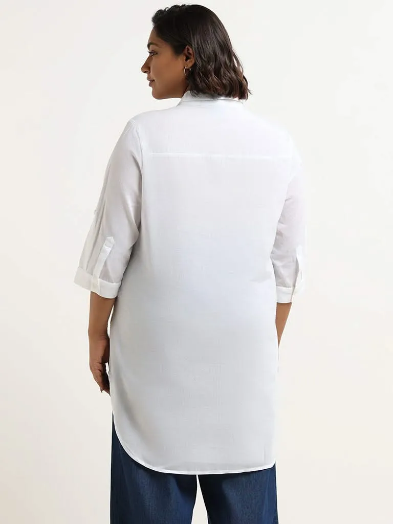 Gia White Cotton Button-Down Shirt