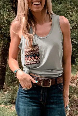 Gray Aztec Pocket Tank