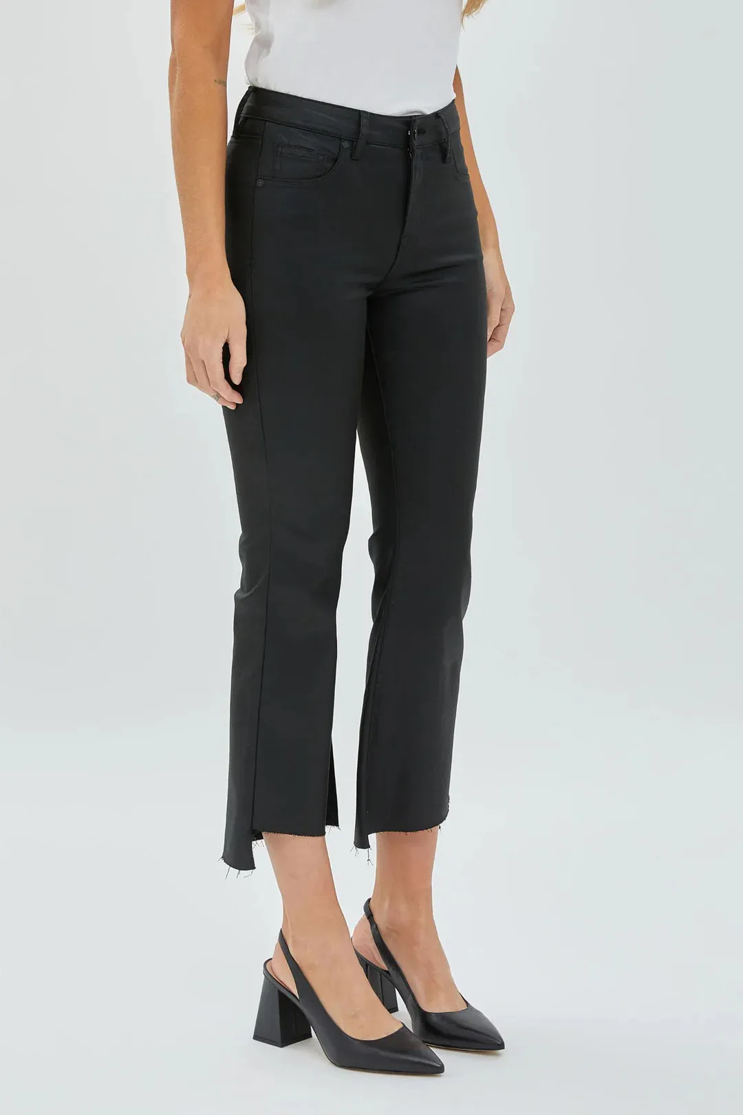 Hidden Happi Crop Coated Step Hem Jeans