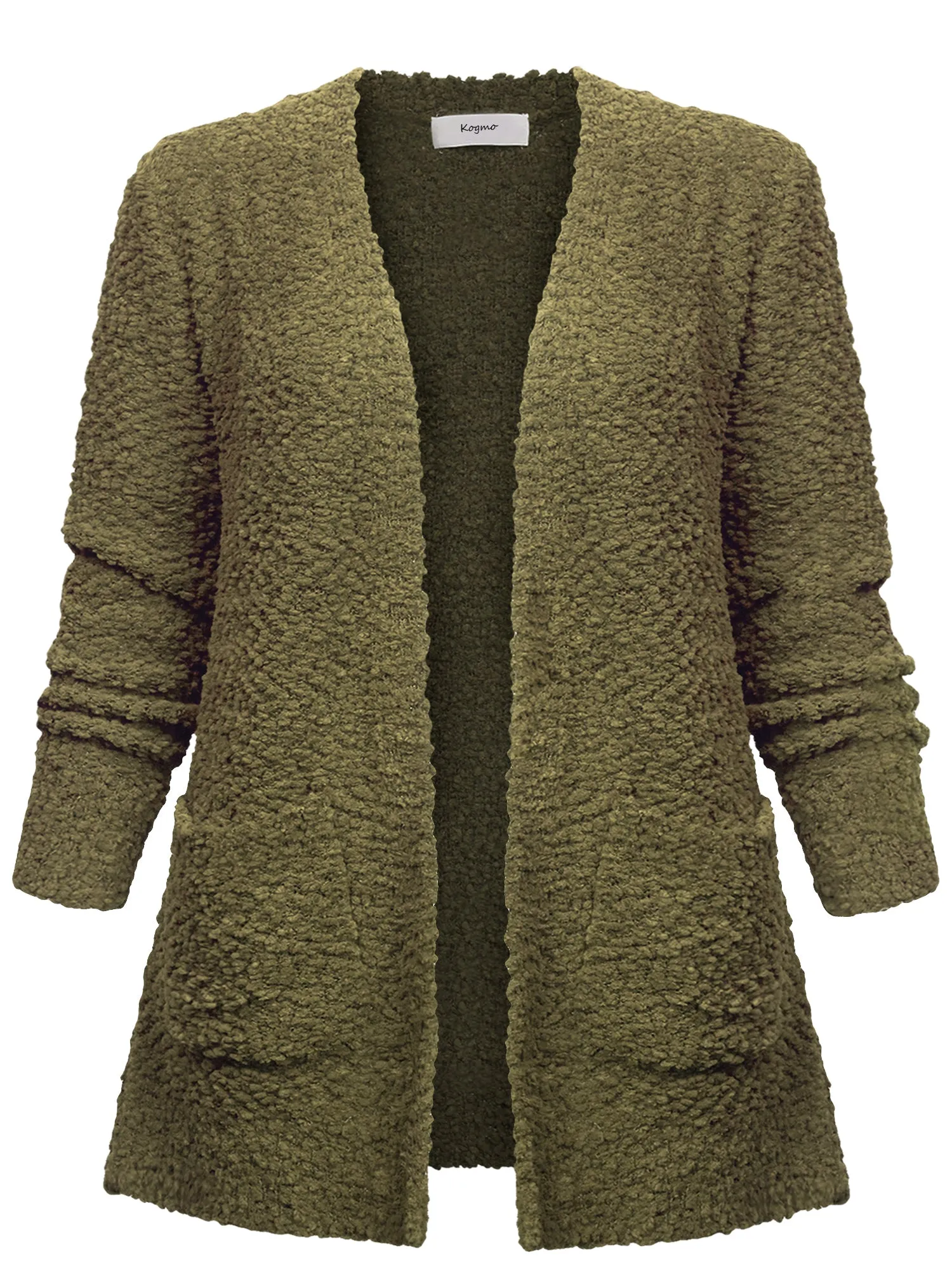 KOGMO Womens Popcorn Sweater Cardigan with Pockets