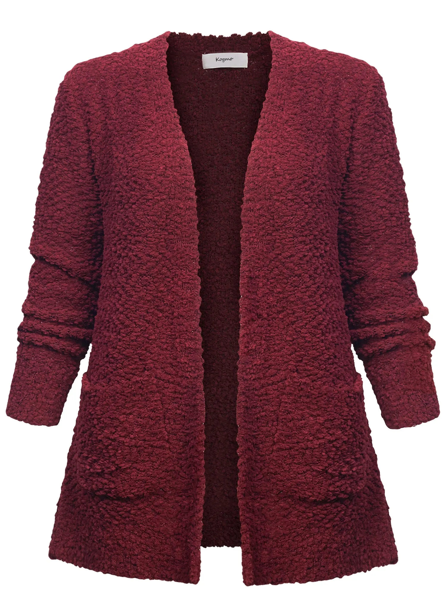 KOGMO Womens Popcorn Sweater Cardigan with Pockets