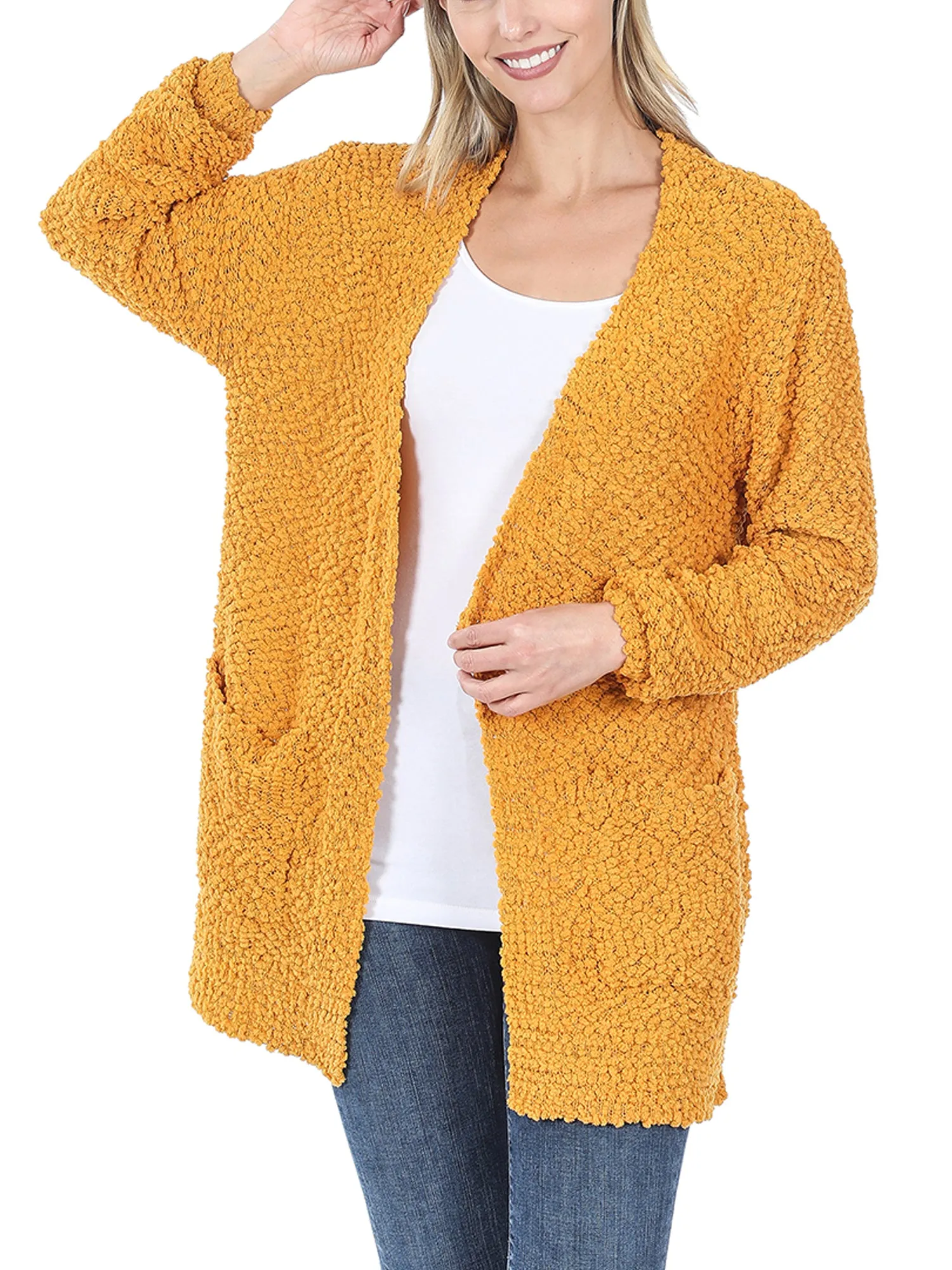 KOGMO Womens Popcorn Sweater Cardigan with Pockets