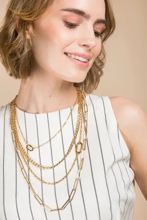 Layered Gold Chain Multi Necklace