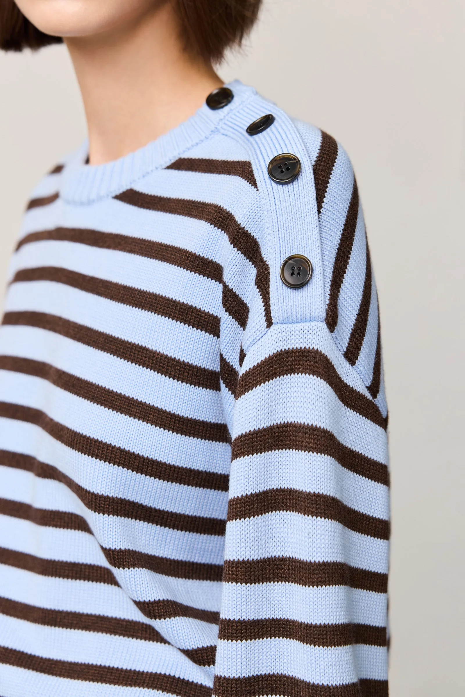 LILY Classic Horizontal Striped Crewneck Sweater