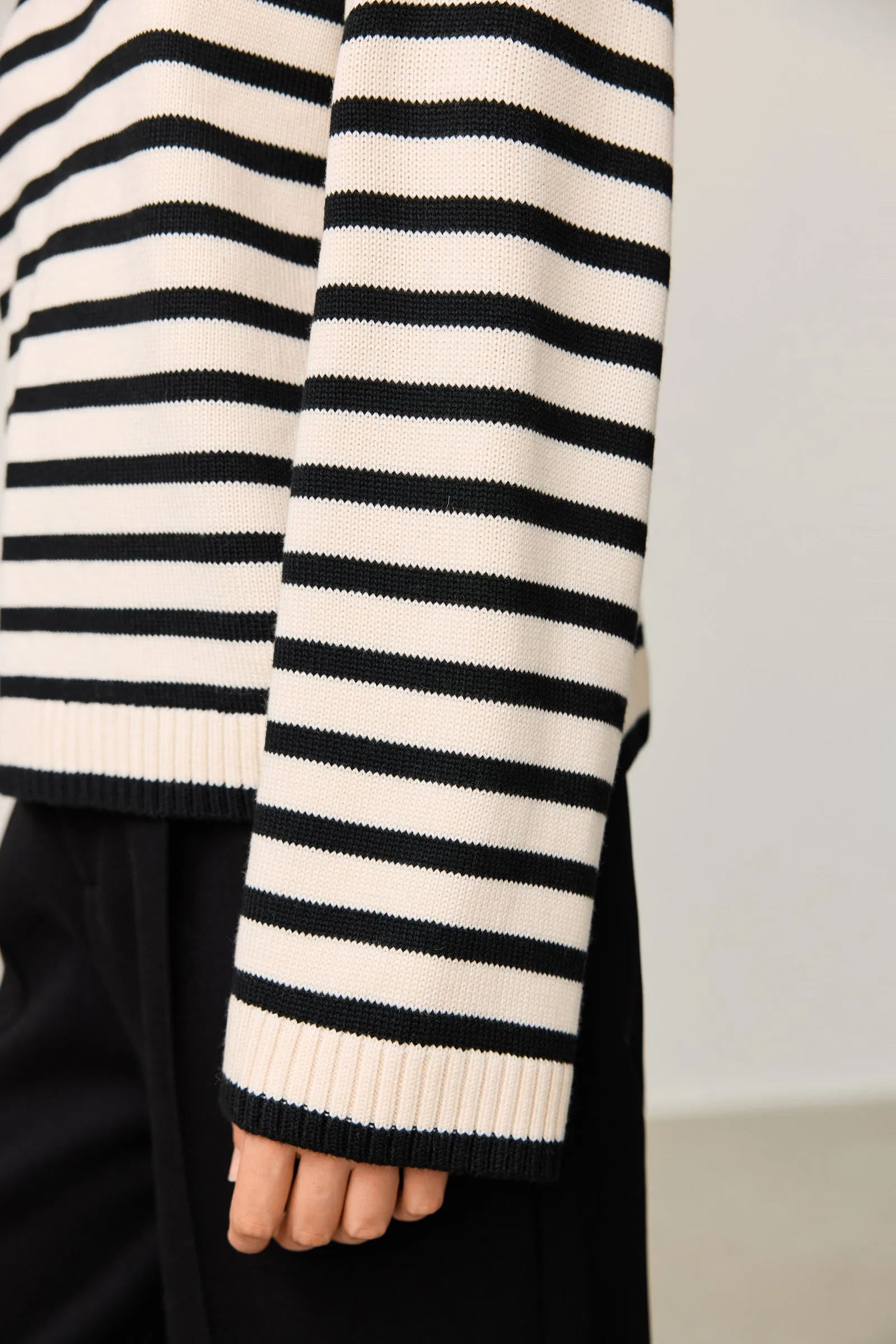 LILY Classic Horizontal Striped Crewneck Sweater