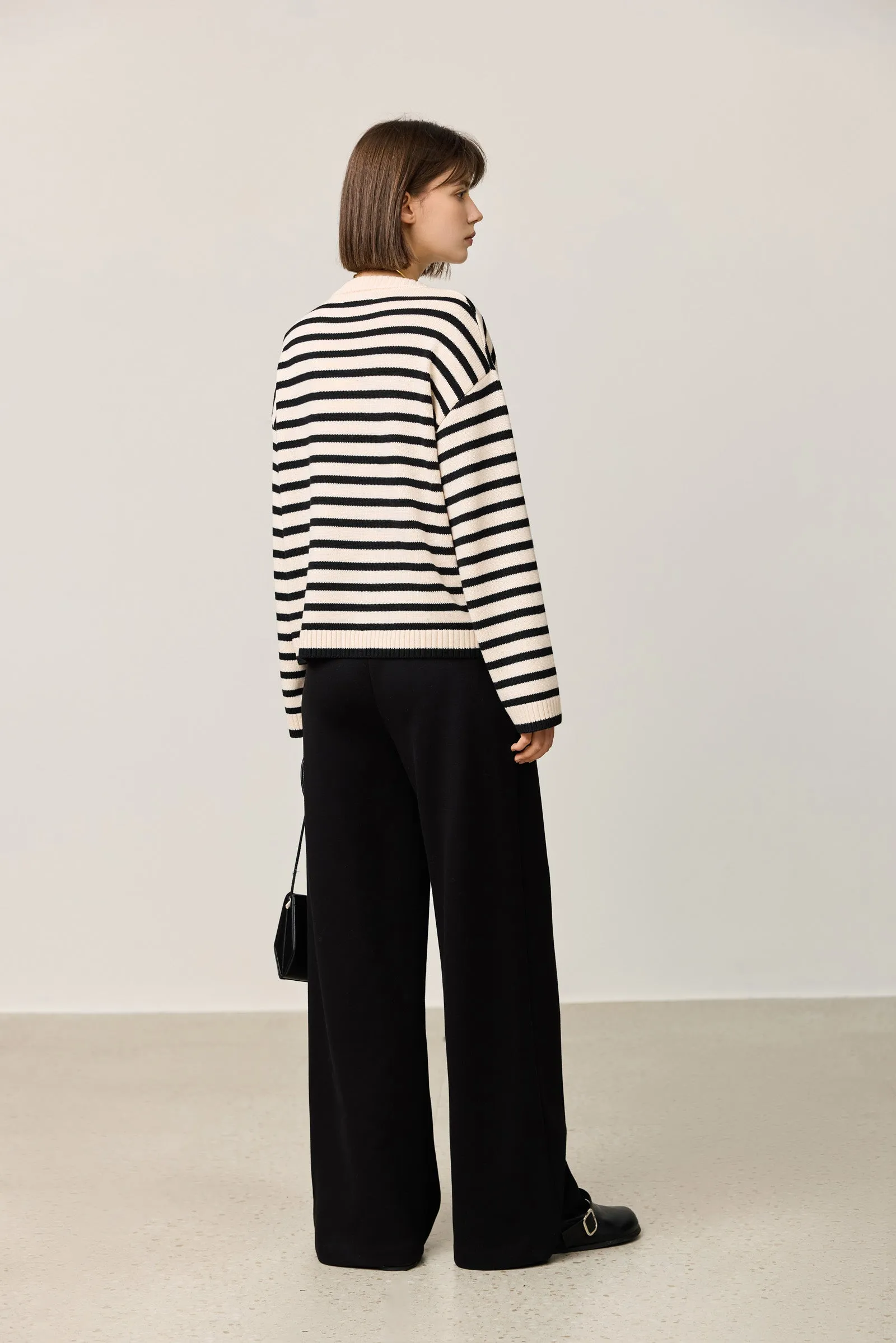 LILY Classic Horizontal Striped Crewneck Sweater