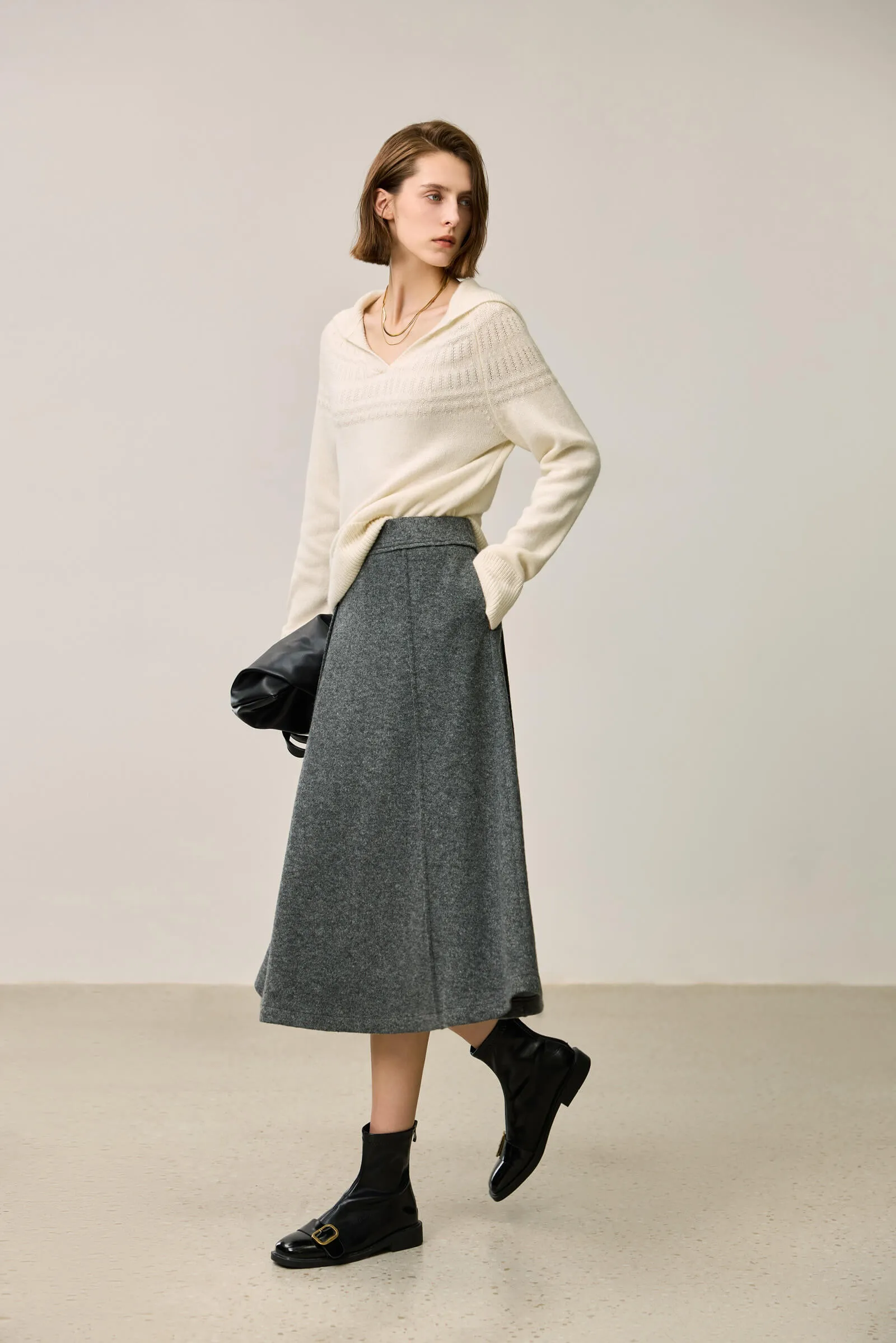 LILY Simple A-Line Knit Skirt