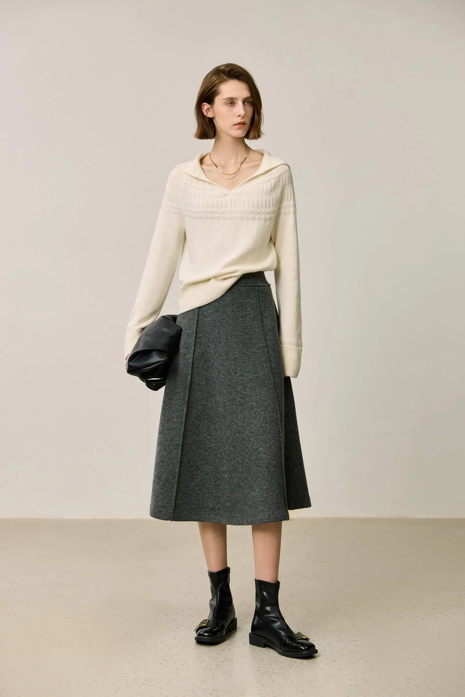 LILY Simple A-Line Knit Skirt