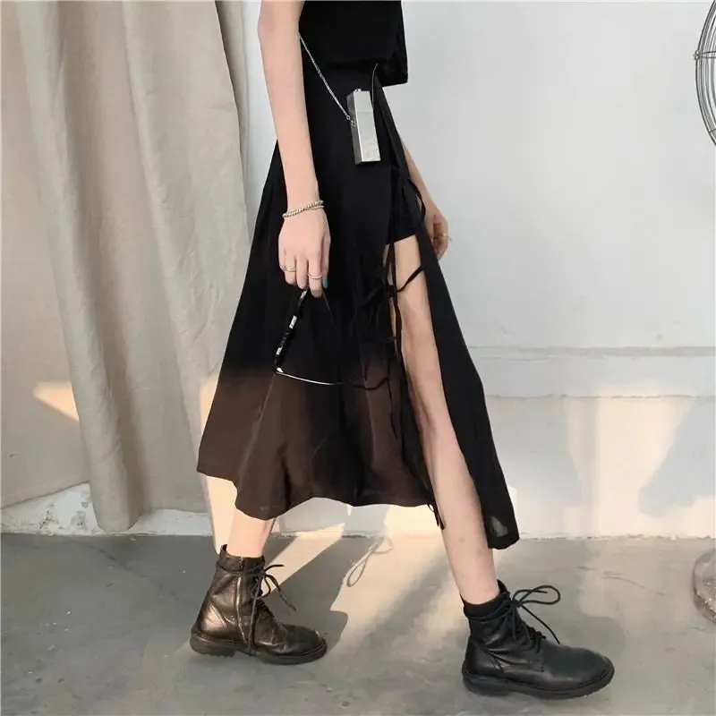 Long Casual High Comfortable Waist Vintage Simple Match Solid All Skirt