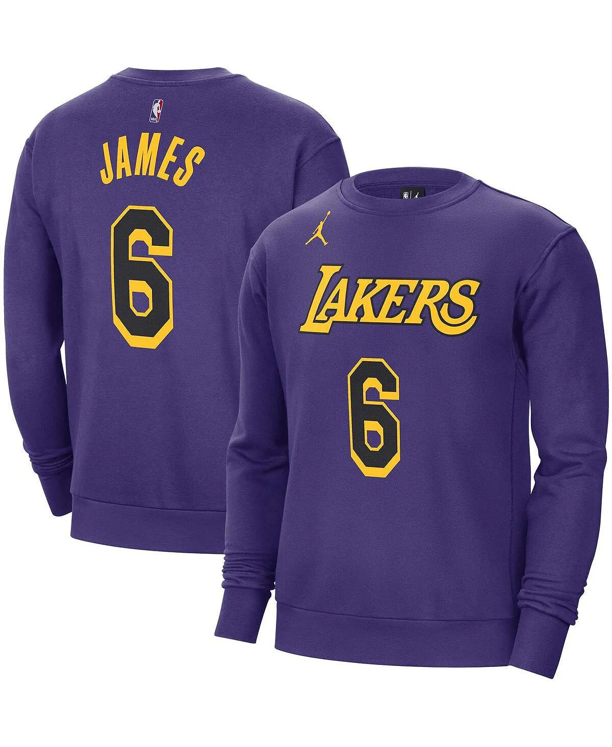 Men's branded sweatshirt lebron james purple los angeles lakers with name and number Jordan violet