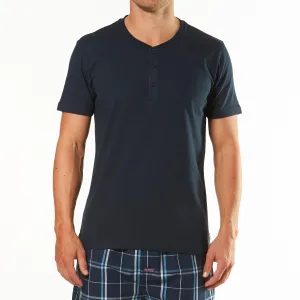 Men's Short Sleeve Henley Tee - Navy