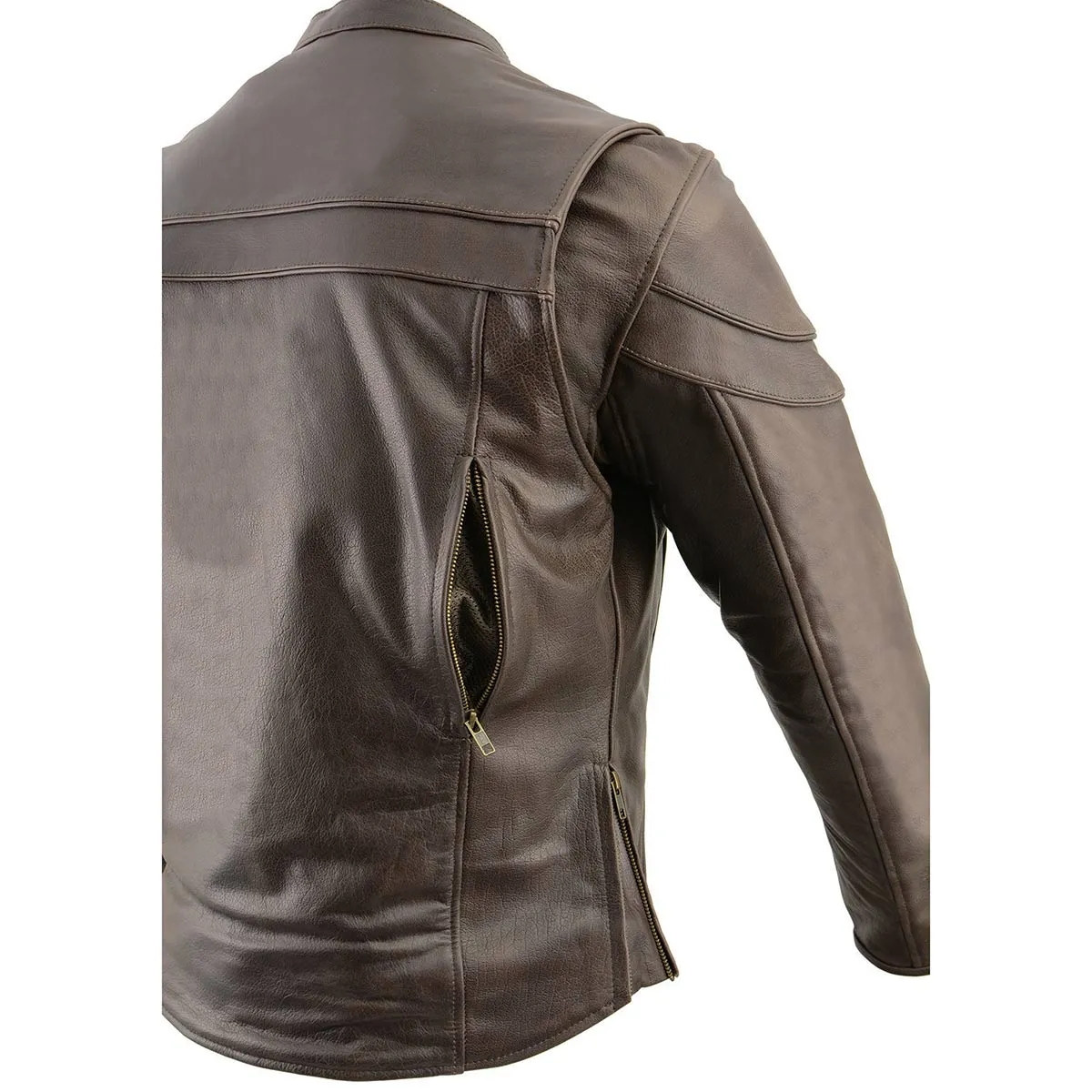 Milwaukee Leather ML1408RT Men's Retro Brown 'Savage' Sporty Crossover Retro Leather Jacket