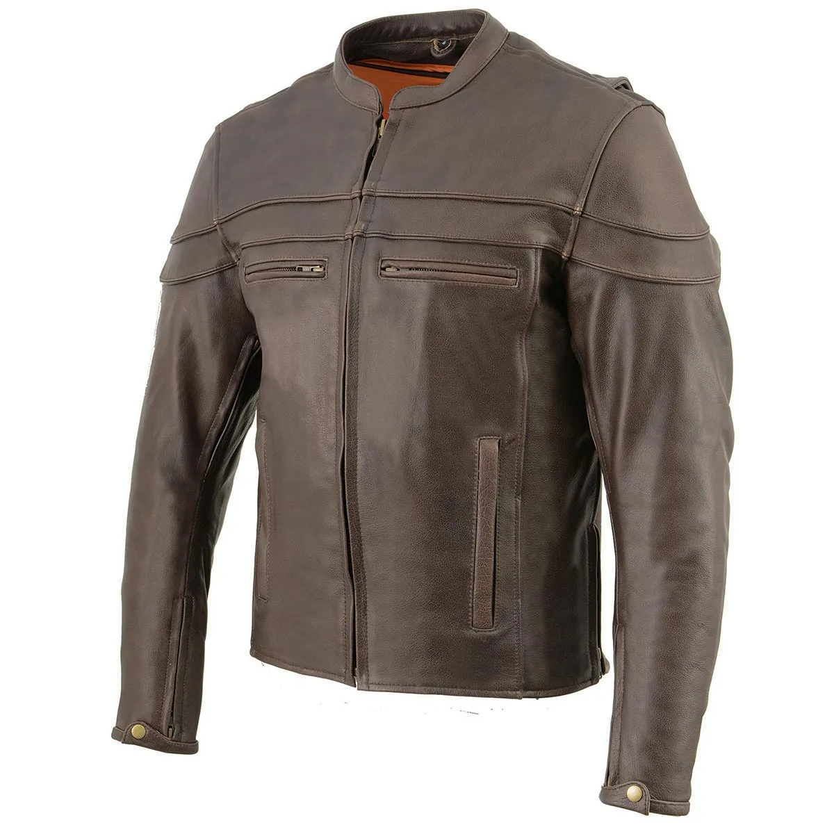 Milwaukee Leather ML1408RT Men's Retro Brown 'Savage' Sporty Crossover Retro Leather Jacket