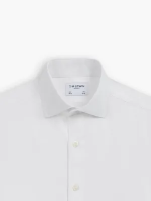 Non-Iron White Left Hand Twill Slim Fit Dual Cuff Semi-Cutaway Collar Shirt