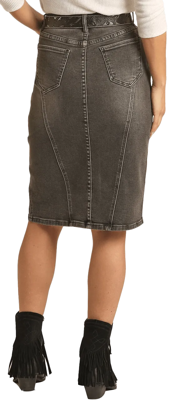 PanHandle Women's Front Split Long Denim Skirt