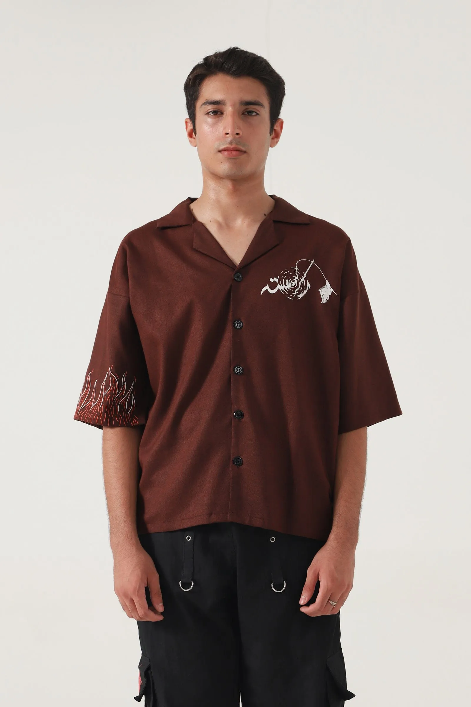 REBIRTH - BROWN BUTTON DOWN SHIRT