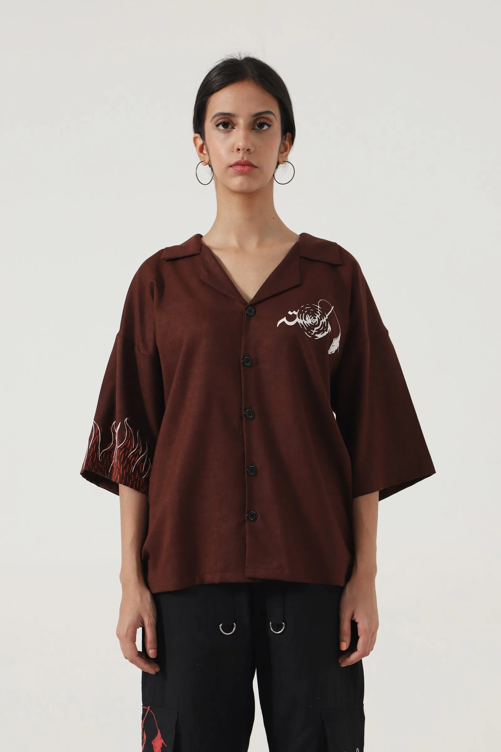 REBIRTH - BROWN BUTTON DOWN SHIRT