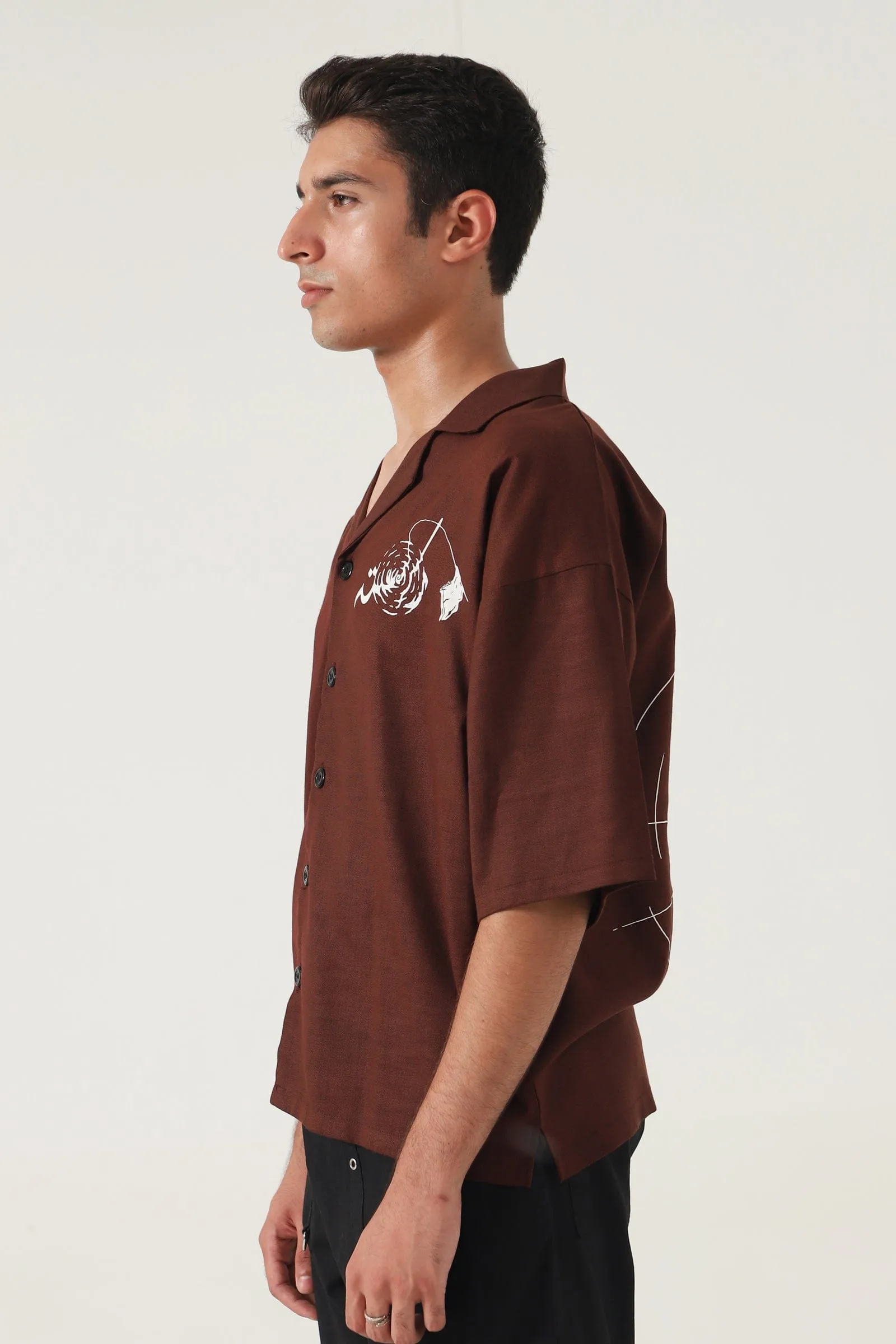 REBIRTH - BROWN BUTTON DOWN SHIRT