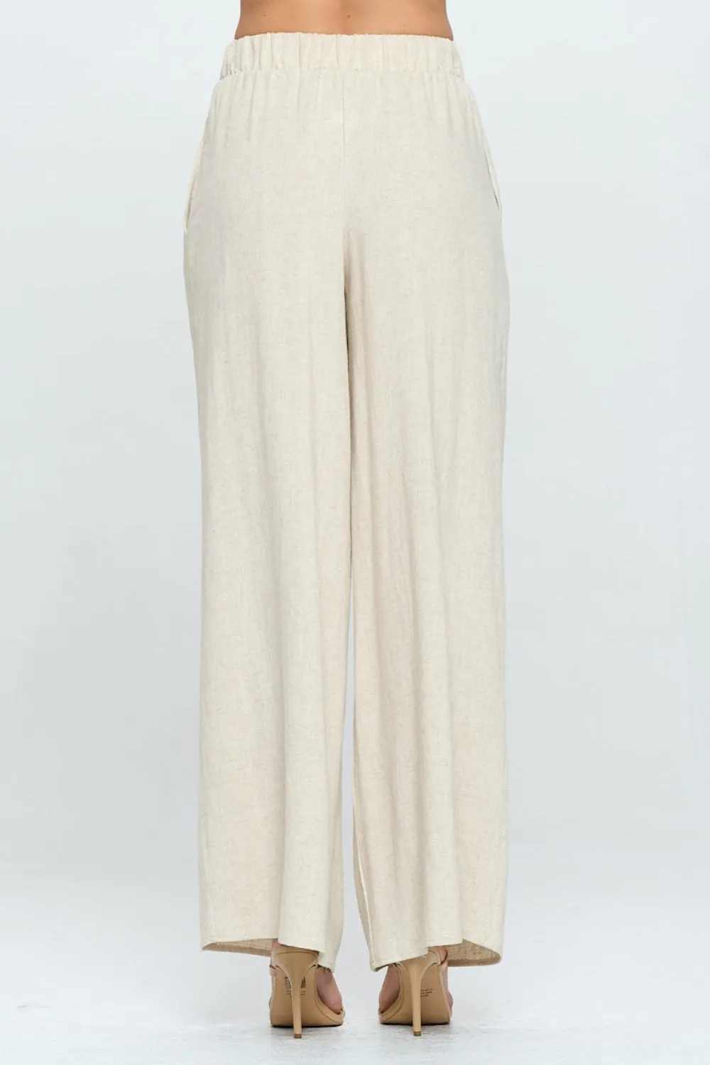 RENEE C Linen Wide Leg Pants with Pockets