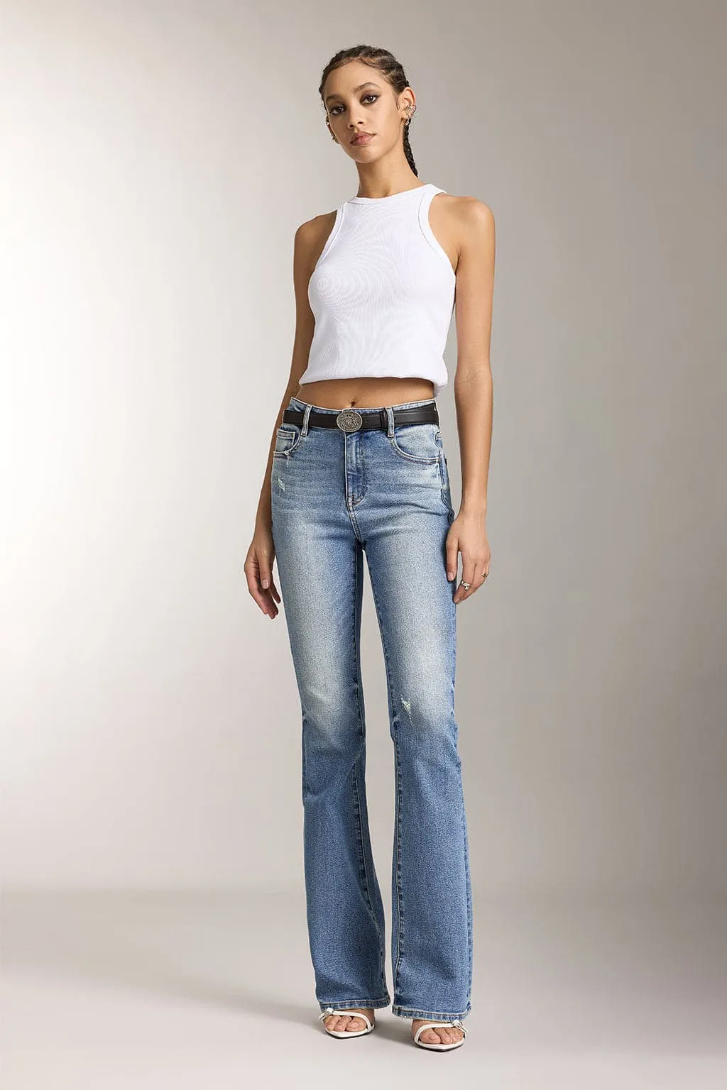 Retro Washed Flared Jeans