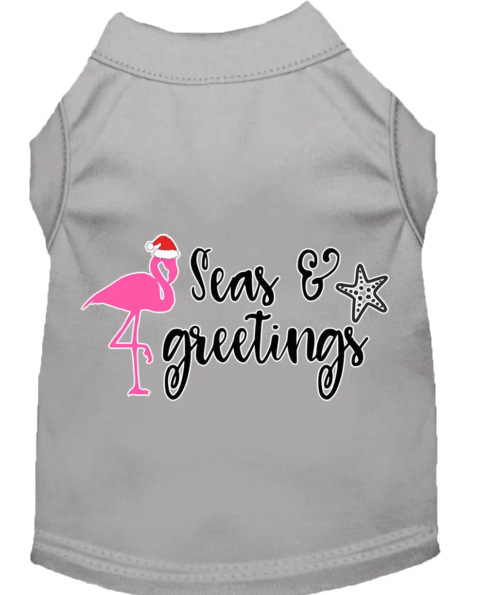 Seas And Greetings Screen Print Dog Shirt Grey Xs