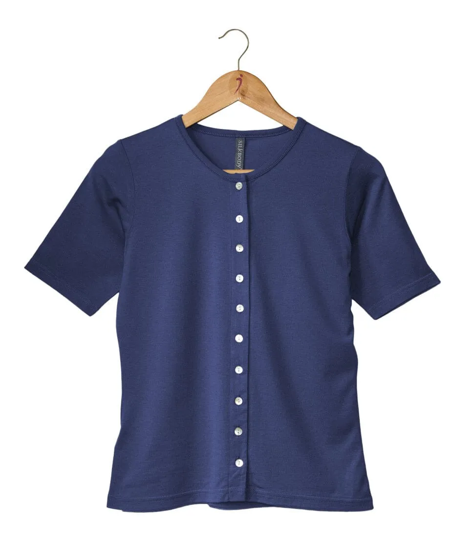 Silkspun Button-through Short Sleeve Top