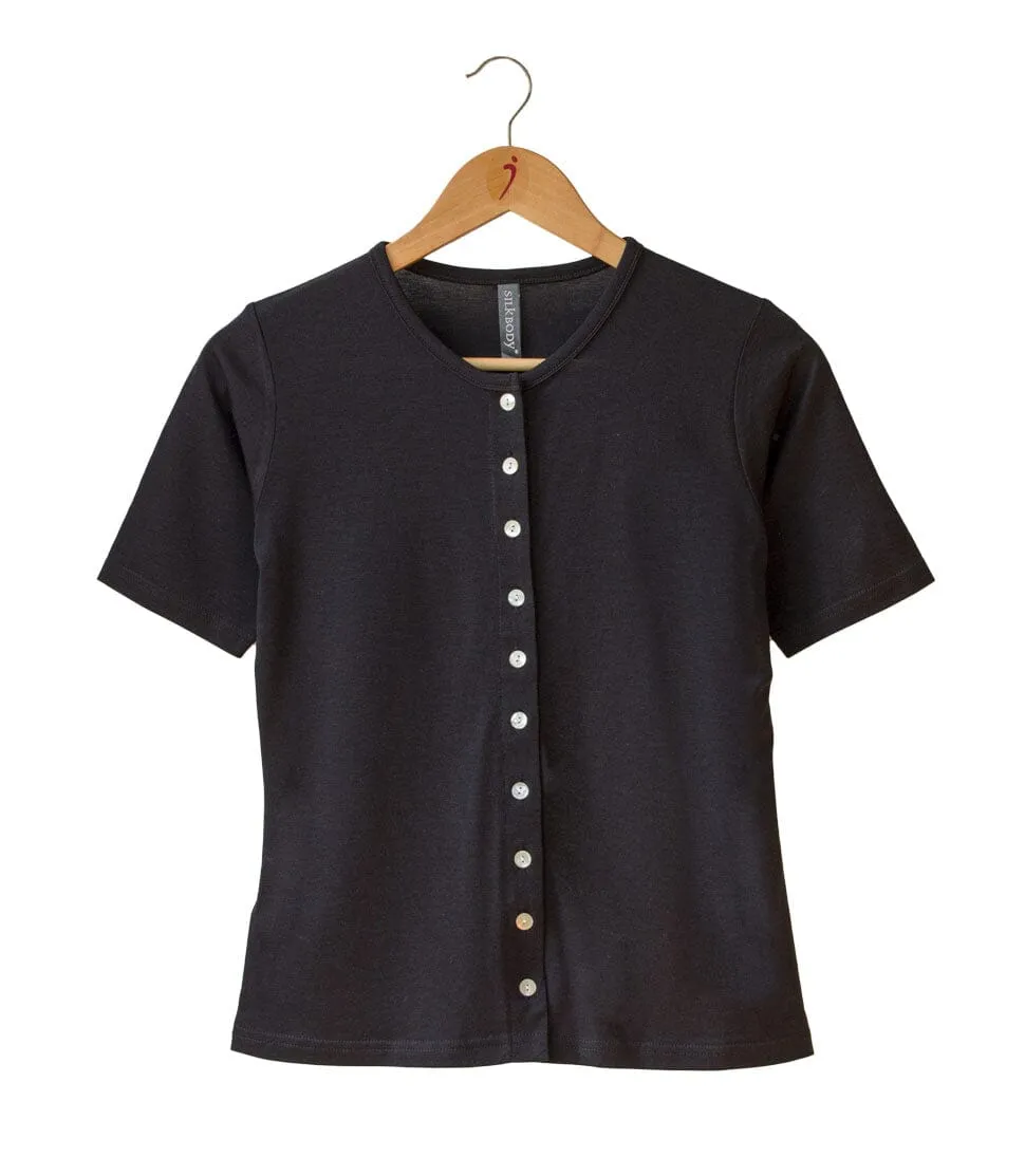 Silkspun Button-through Short Sleeve Top