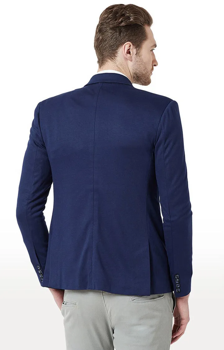 Spykar Blue Cotton Regular Fit Blazer For Men