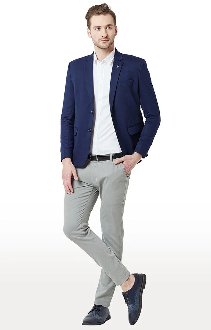 Spykar Blue Cotton Regular Fit Blazer For Men